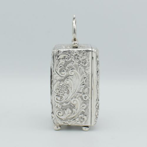 SILVER 'REPOUSSE' MINIATURE CARRIAGE CLOCKTIMEPIECE - ADDITIONAL PHOTO 1