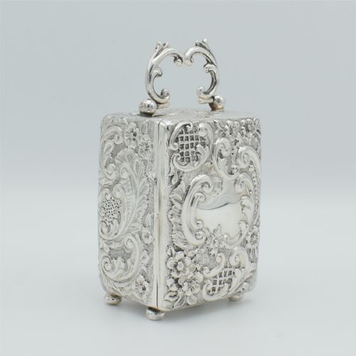 SILVER 'REPOUSSE' MINIATURE CARRIAGE CLOCKTIMEPIECE - ADDITIONAL PHOTO 2