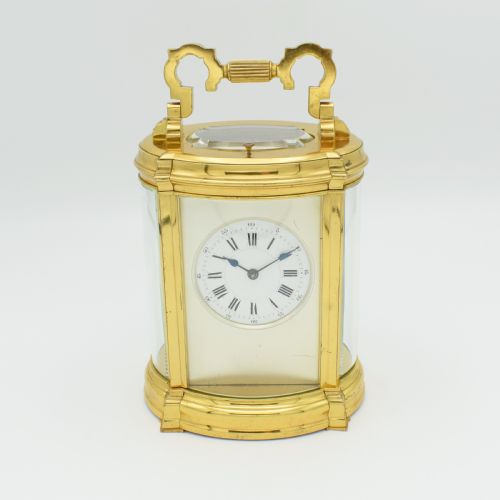 very unusual oval repeating carriage clock - CATEGORY: ANTIQUE CLOCKS - DATED 1900