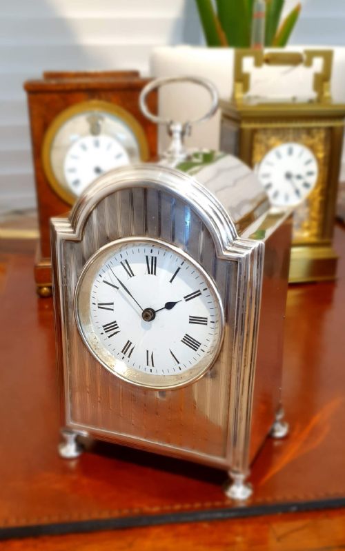 FINE SILVER MANTEL CLOCKTIMEPIECE 1909 - ADDITIONAL PHOTO 1