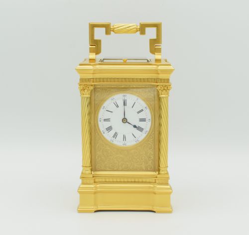 fine large corinthian carriage clock - CATEGORY: ANTIQUE CLOCKS - DATED 1890