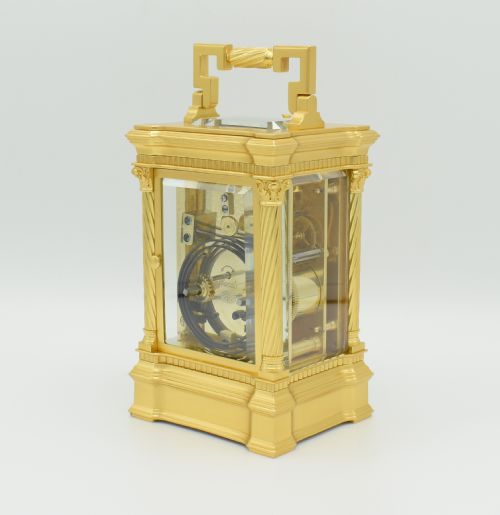 FINE LARGE CORINTHIAN CARRIAGE CLOCK - ADDITIONAL PHOTO 1