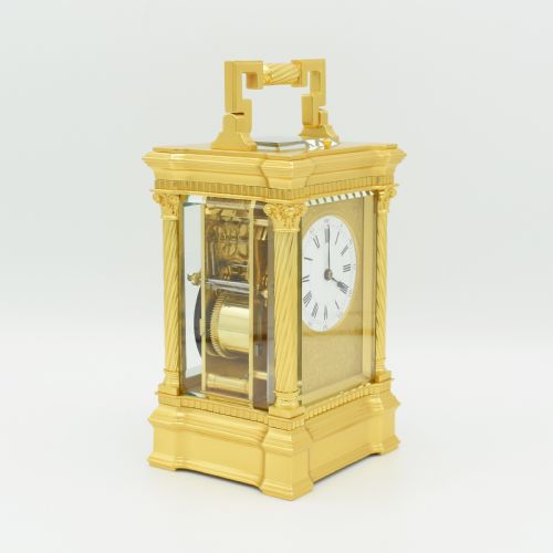 FINE LARGE CORINTHIAN CARRIAGE CLOCK - ADDITIONAL PHOTO 3