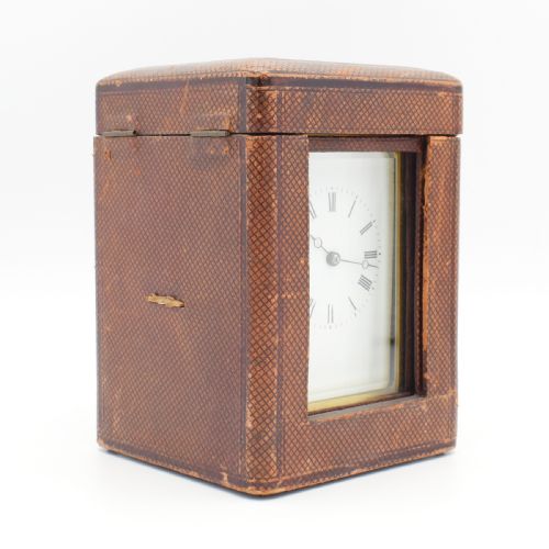 ATTRACTIVE GILT CARRIAGE CLOCK WITH CASE - ADDITIONAL PHOTO 11