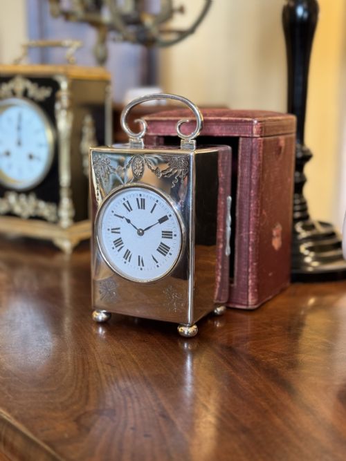 LARGE SILVER CARRIAGE CLOCK 1916 - ADDITIONAL PHOTO 2