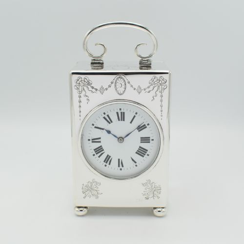 LARGE SILVER CARRIAGE CLOCK 1916 - ADDITIONAL PHOTO 1
