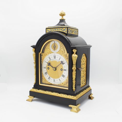 SMALL EBONISED BRACKET CLOCK BY WEBSTER LONDON - ADDITIONAL PHOTO 1