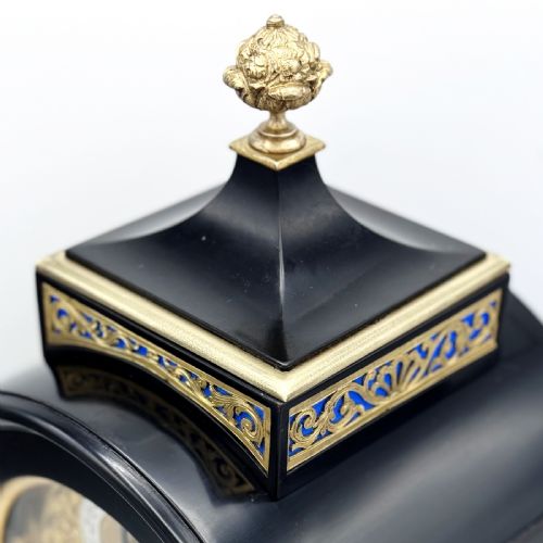 SMALL EBONISED BRACKET CLOCK BY WEBSTER LONDON - ADDITIONAL PHOTO 8