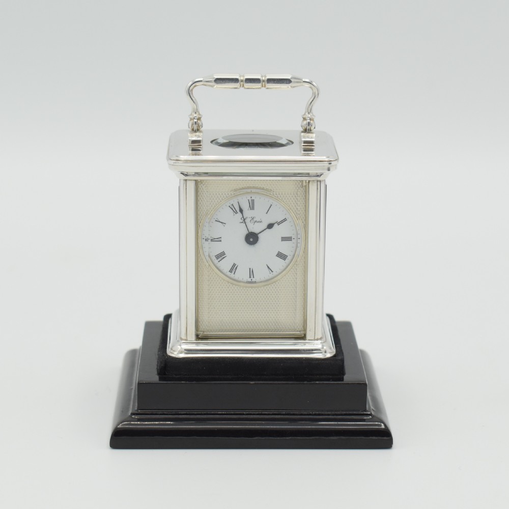 Rare Sub-miniature Solid Silver Carriage timepiece View II