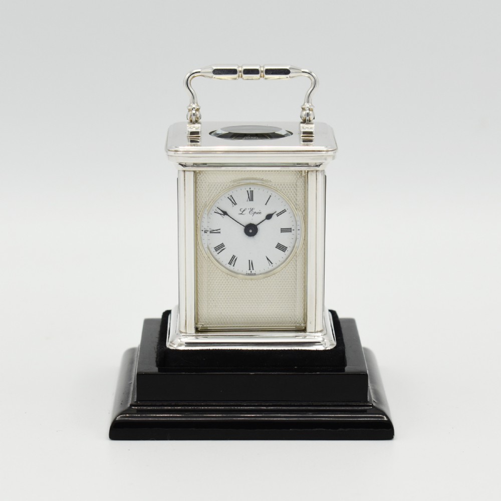 Rare Sub-miniature Solid Silver Carriage timepiece View V