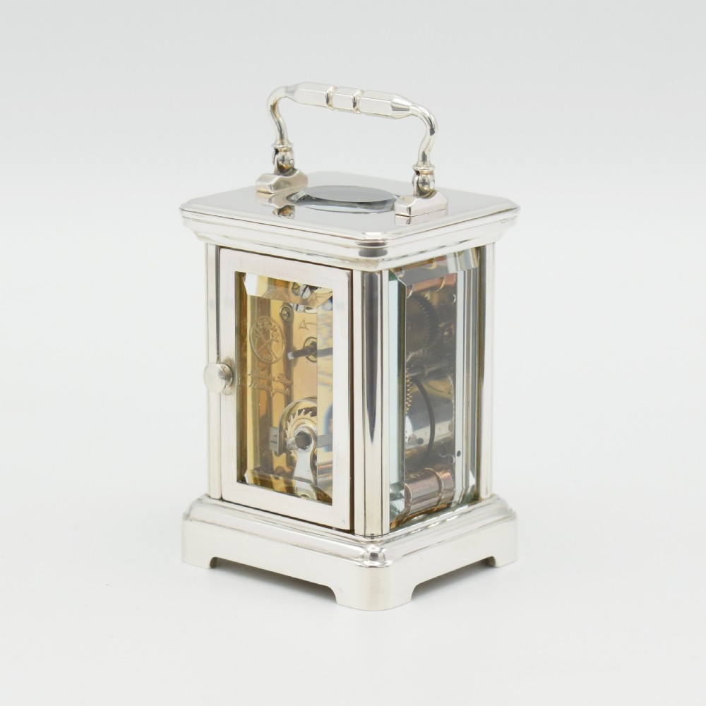 Rare Sub-miniature Solid Silver Carriage timepiece View VII