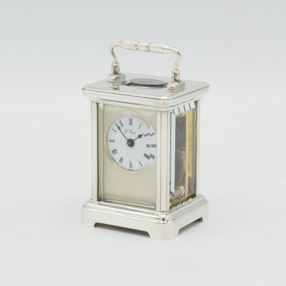 Rare Sub-miniature Solid Silver Carriage timepiece View VIII