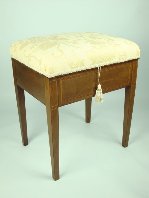 Antique Edwardian Satinwood Banded Piano Stool