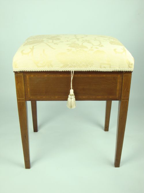 fig 1. Antique Edwardian Satinwood Banded Piano Stool