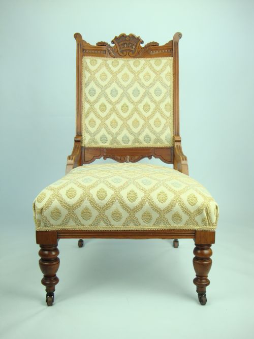 Antique Edwardian Walnut Ladies Armchair