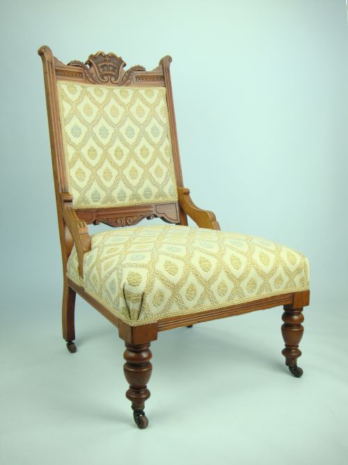 fig 1. Antique Edwardian Walnut Ladies Armchair
