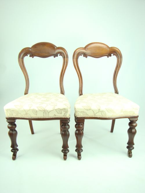 Pair Antique Victorian Balloon Back Chairs