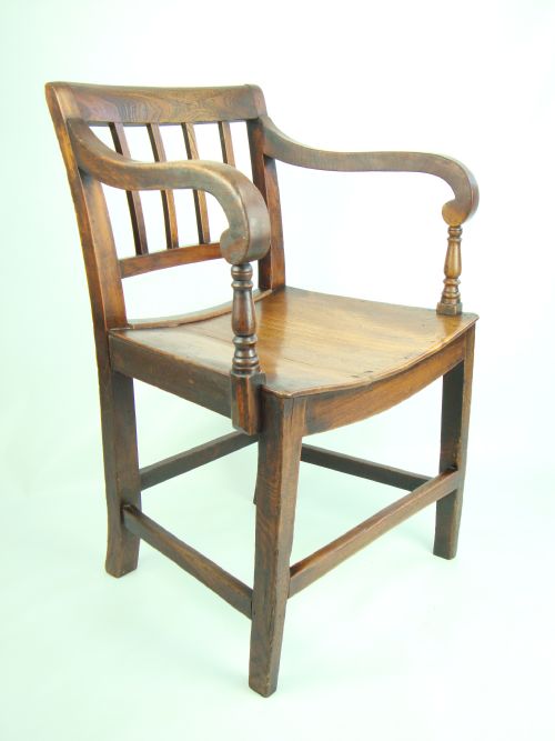 fig 2. Pair Antique 19th Century Elm Carver Chairs