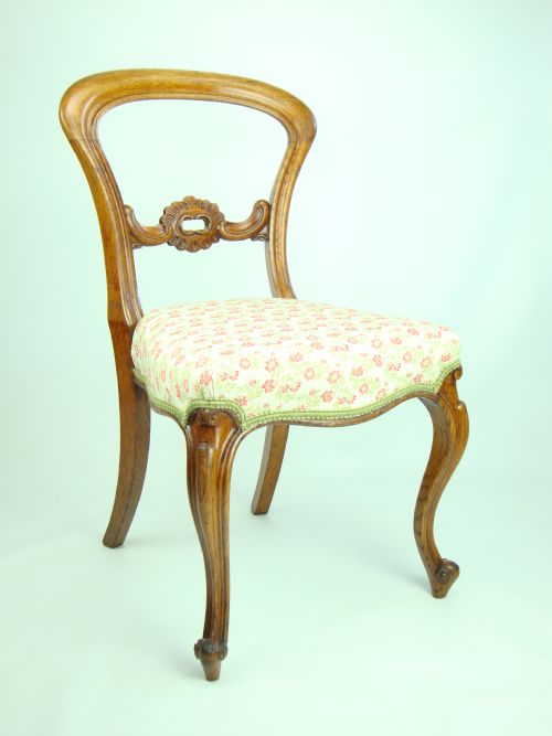 fig 1. Antique Victorian Oak Balloon Back Chair