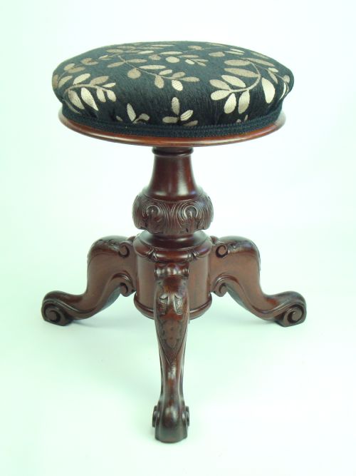 Antique Victorian Rise and Fall Piano Stool