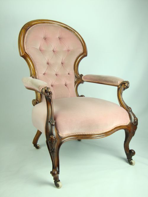 fig 1. Antique Victorian Button Back Armchair
