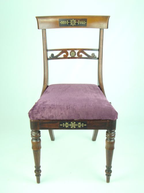 fig 1. Pair Antique Regency Chairs with Brass Inlay