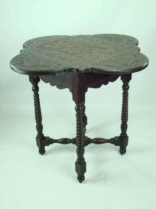 fig 1. Small Antique Victorian Carved Gothic Oak Table