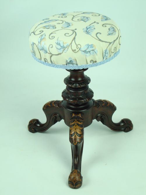 Antique Carved Victorian Piano Stool