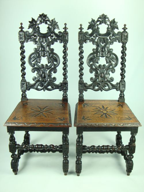 Pair of Victorian Gothic High Back Chairs
