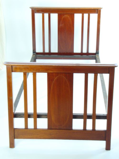 Antique Edwardian Inlaid Mahogany Single Bed