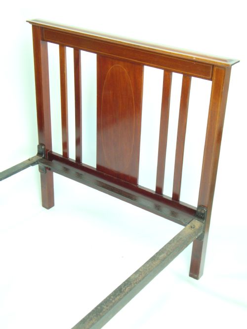 fig 1. Antique Edwardian Inlaid Mahogany Single Bed