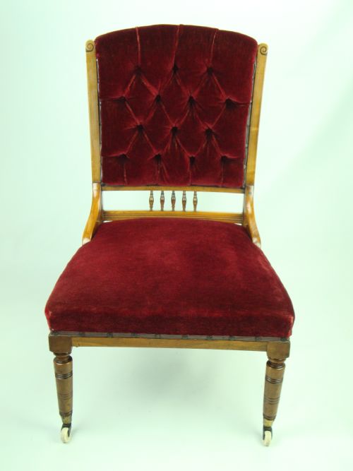 Antique Walnut Button Back Nursing Chair Circa 1900