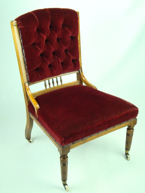 fig 1. Antique Walnut Button Back Nursing Chair Circa 1900