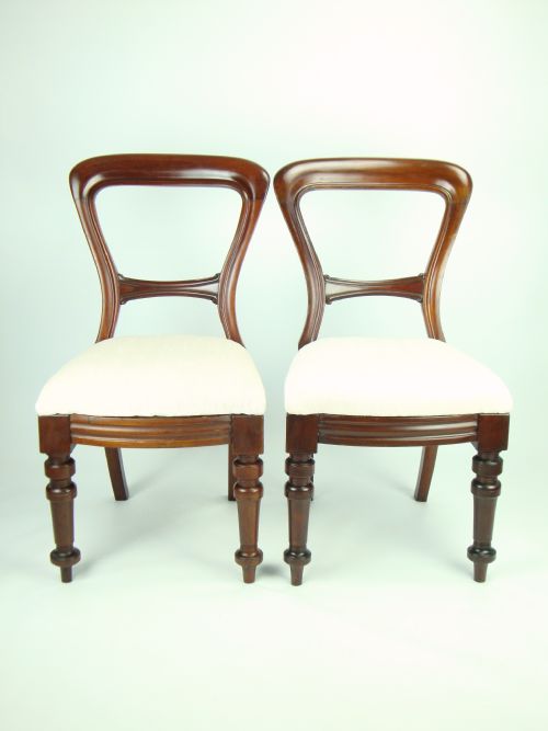 Pair Antique Victorian Mahogany Balloon Back Chairs