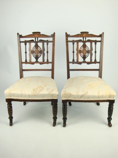 Pair Antique Edwardian Rosewood Chairs