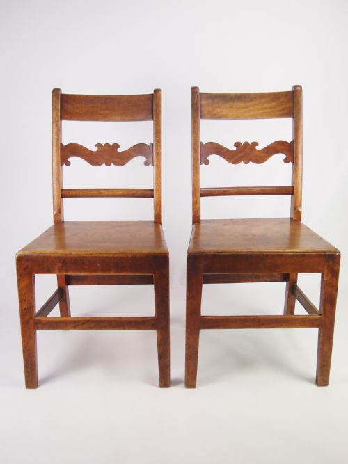 Pair Antique Oak Kitchen Chairs