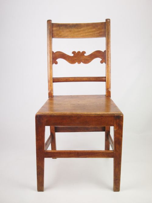 fig 1. Pair Antique Oak Kitchen Chairs