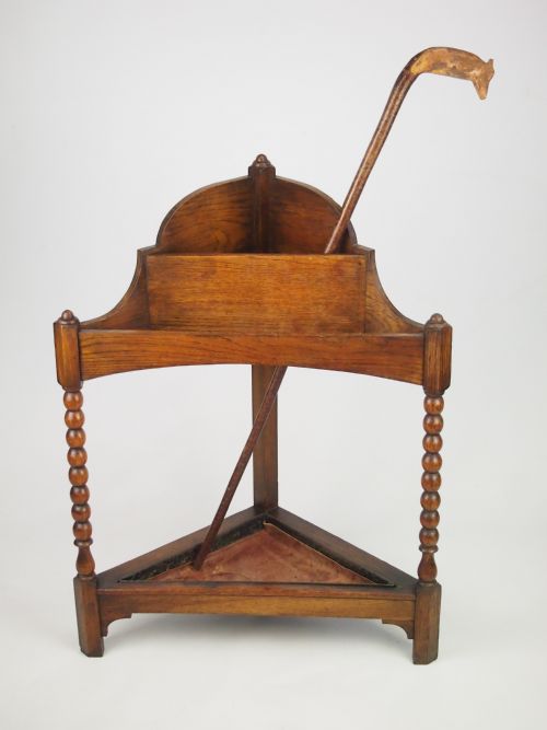 Bobbin Turned Oak Corner Stick Stand