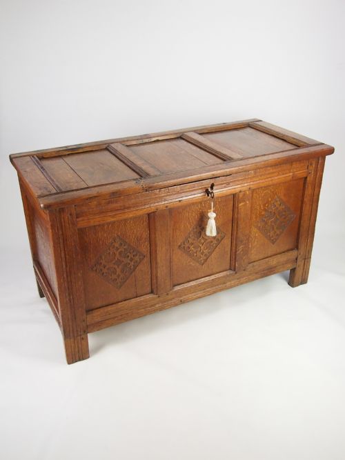 fig 1. Antique 18th Century Oak Coffer