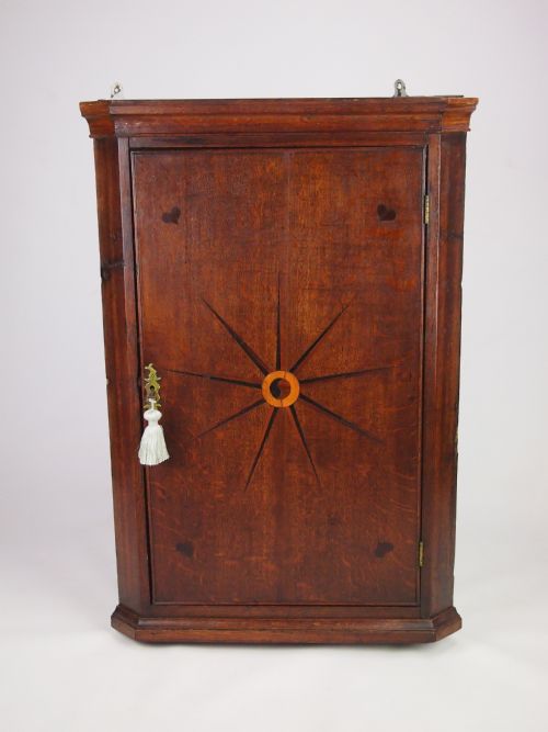 Small C19th Hanging Oak Corner Cupboard