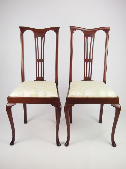 Pair Edwardian High Back Side Chairs