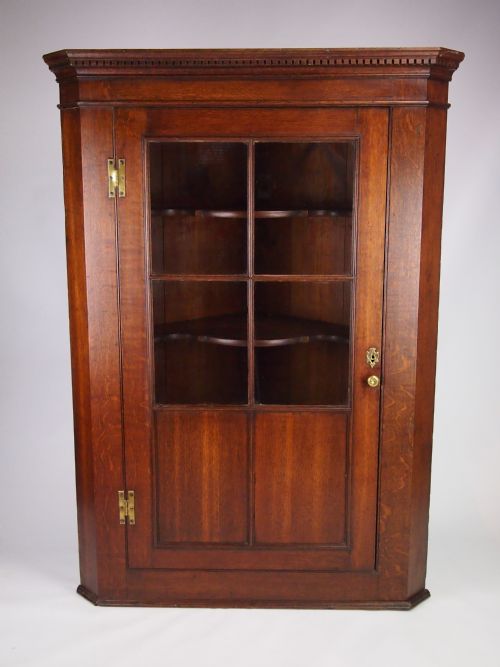 Large Antique 19th Century Oak Corner Cupboard