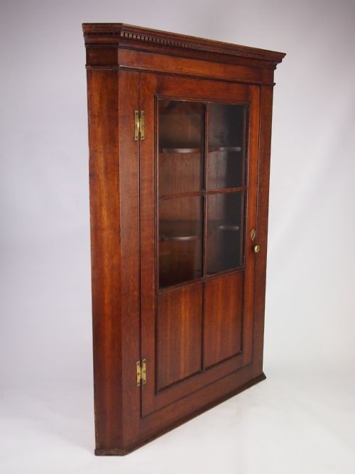 fig 1. Large Antique 19th Century Oak Corner Cupboard