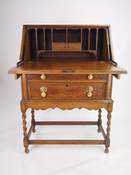 fig 2. Small Vintage Oak Bureau Writing Desk