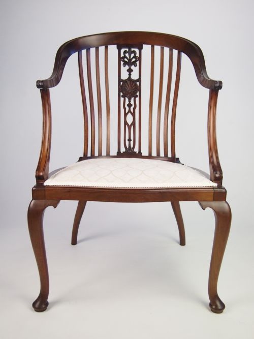 Fine Antique Edwardian Mahogany Tub Chair with Label