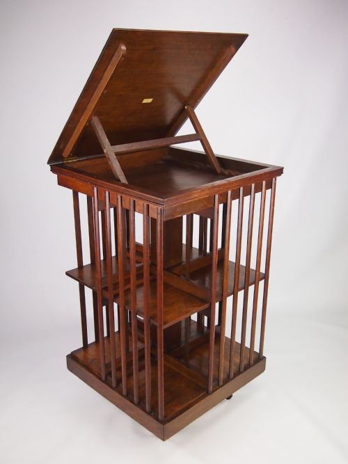 Large Antique Victorian Oak Revolving Bookcase Dated 1899