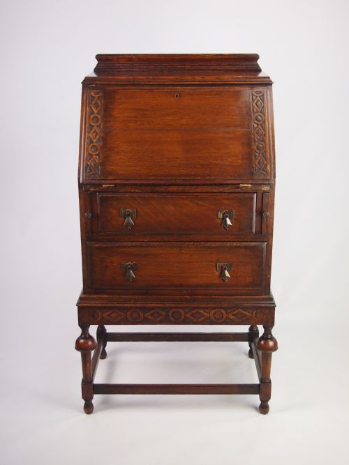 fig 1. Small Vintage Oak Bureau