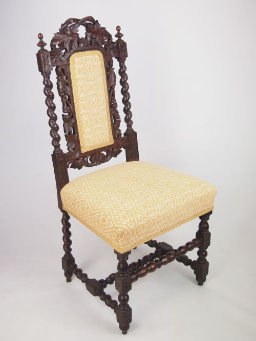 fig 1. Antique Carved Oak Gothic Victorian Side Chair
