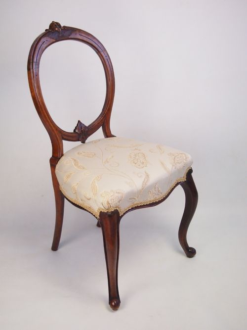 fig 1. Antique Victorian Walnut Balloon Back Chair