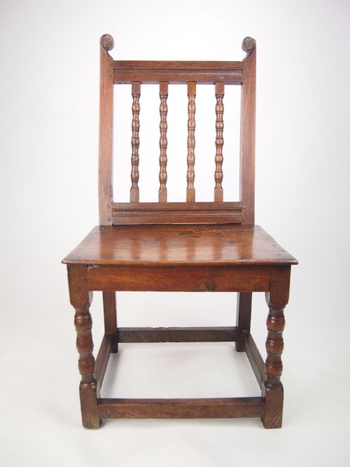fig 1. Late 17th Century Spindle Back Oak Side Chair